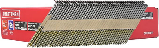 CRAFTSMAN Framing Nails Paper Collated Smooth 30 Degree, 3-1/4 inch x 0.12 inch and 3 in x 0.12 inch, 500 Qty Each (CMFH30PP)
