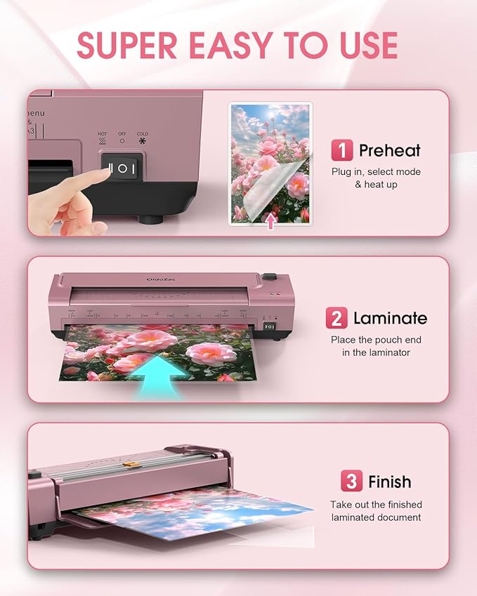 13 Inch Laminator Machine, A3 Personal Laminator Kit for Teachers with 20 Laminating Sheets, Hot Cold Thermal Lamination 11x17 with Anti-Bend Plate, ABS Anti-Jam & 20dB Quiet for Home Office School