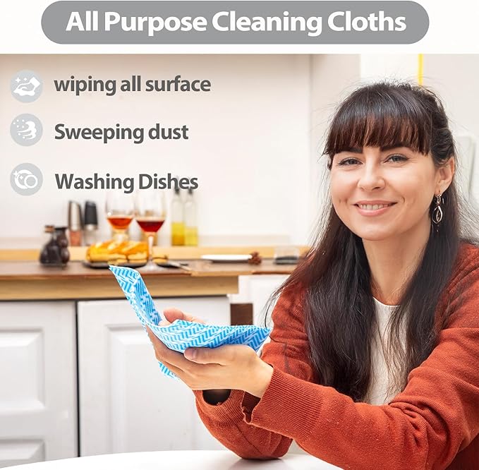Disposable Cleaning Cloths Dry Handi Wipes Reusable Dish Cloths Multi Use Reusable Cleaning Towels,Machine Washable J cloth,Heavy Duty Handy Wipes 9.8" X 11.8" 100 Count Per Roll