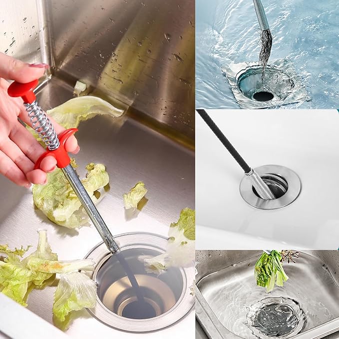 Drain Snake,116 inch Drain Clog Remover - Flexible Grabber Claw Pick Up Reacher Tool for Home Sink, Bathroom Tub,Drain, Toilet, Tight Spaces