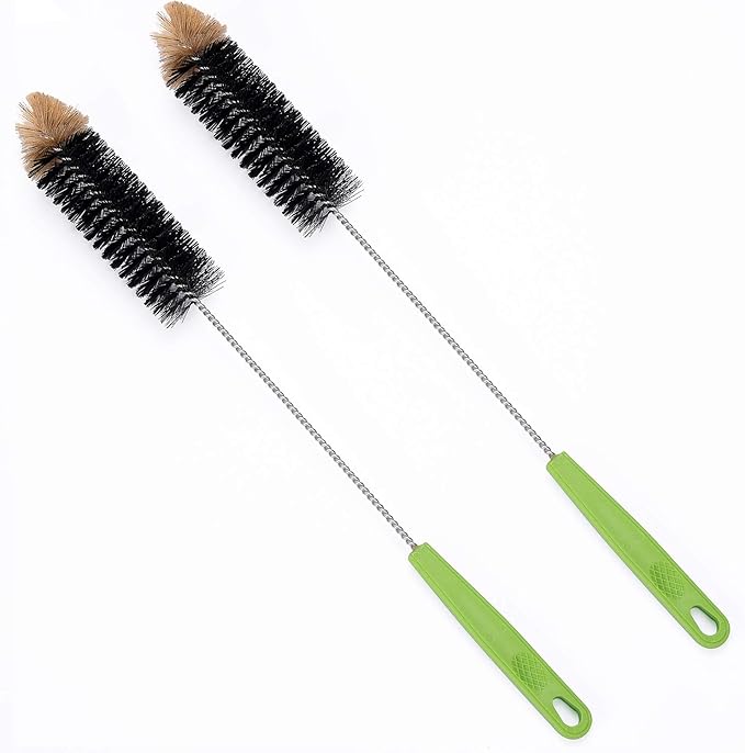 Long Bottle Brush, 17 in Bendable Cleaner Brushes for Cleaning Neck Beer Bottles, Wine, Baby Bottles, Water Bottles, Tumblers, Flask, Bird Feeder, Vase and Brewing Supplies black/2Pack
