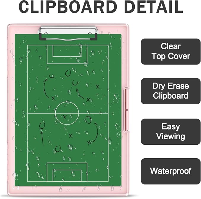 Rimilak Plastic Clipboard with Storage, Side Opening with 2 Compartment, Size 13.3 x 9.4 x 1.5 Heavy Duty High Capacity Nursing Box for Work School & Office Supplies, Pink