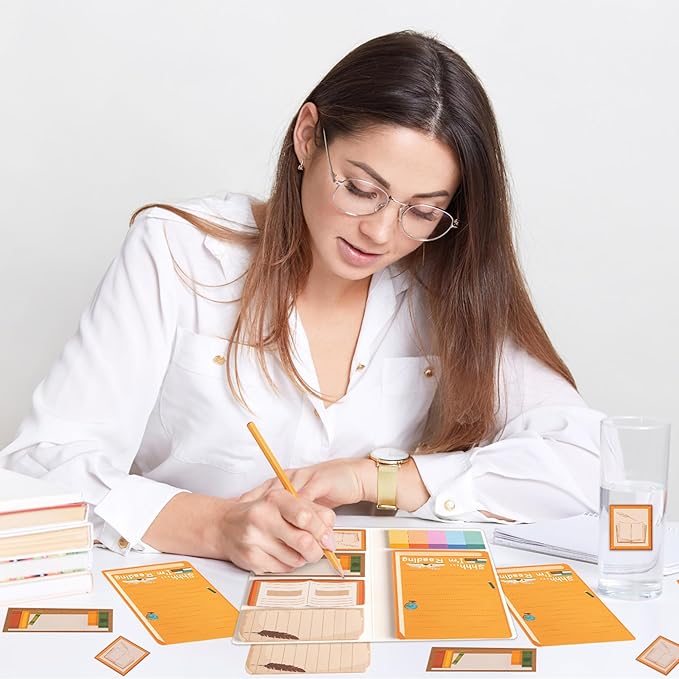 B1ykin Cute Sticky Notes Set - Shhh I’m Reading Self-Stick Notes Pad, 550 Sheets Writing Memo Pages Sticky Notepad for Teacher Appreciation Gifts, School Office Supplies (Funny Book Lovers)