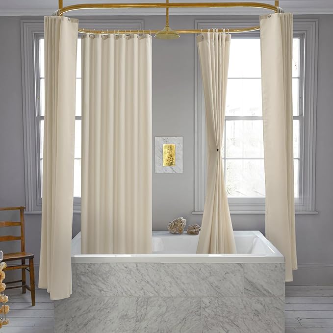 Nasitos Fabric Shower Curtain Liners 4 Pack - W72 x H72 - Washable & Water Resistant Cloth Shower Liner for Bathroom, Soft Hotel Quality, Standard Size (Beige, Include 8 Separate Magnets)