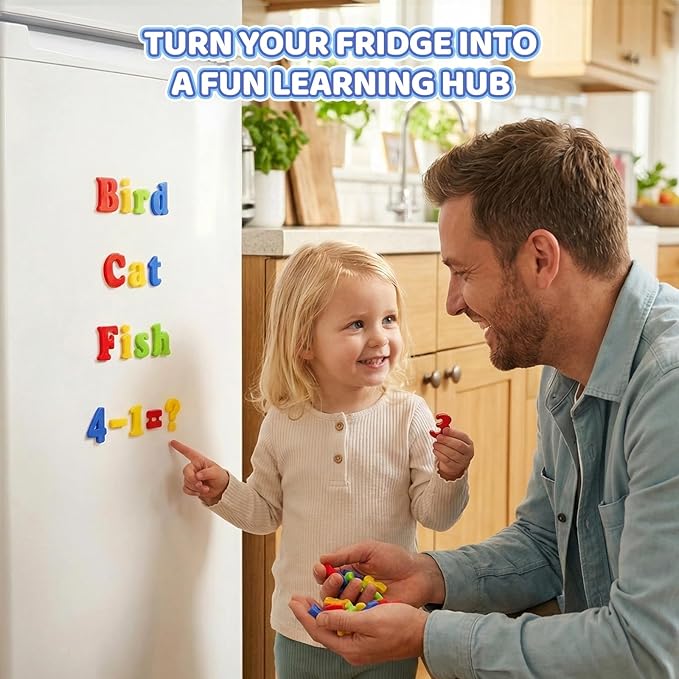 LovesTown 104 PCS Alphabet Magnetic Letters and Numbers for Toddlers,ABC 123 Fridge Educational Set,Great Learning Gift from Parents or Teachers