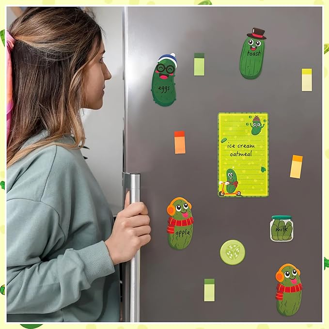 B1ykin Cute Sticky Notes Set - Just A Girl Who Loves Pickles Self-Stick Notes Pad, 550 Sheets Writing Memo Pages Sticky Notepad for Teacher Appreciation Gifts, School Office Supplies (Pickles)