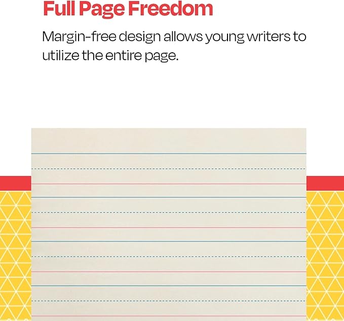 School Smart Zaner-Bloser Writing Paper, Handwriting Practice Lined Paper, Grade K Learning, 1-1/8 Inch Rule, 10-1/2 x 8 Inches, 500 Sheets (Pack of 10)