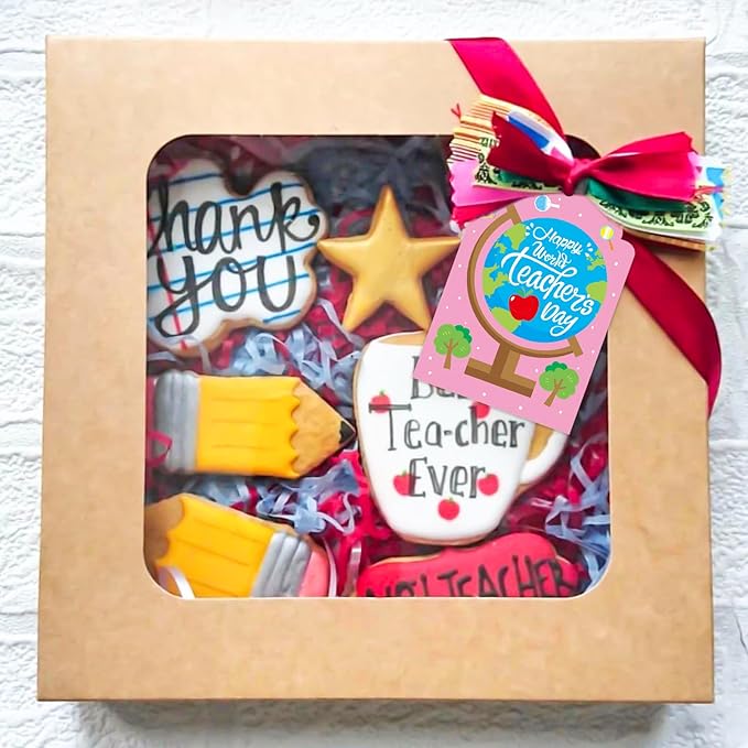 90 Pcs Thank You Teachers Tags with 99Ft String Gifts Hanging Tag Labels for Teachers Appreciation Week Wrapping Boxes Bags