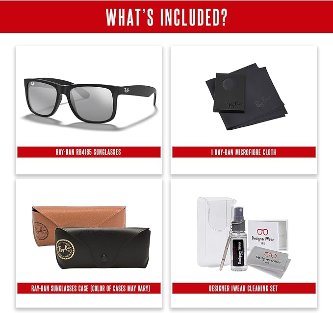 Ray-Ban RB4165 JUSTIN Sunglasses For Men For Women+BUNDLE with ACCESSORY EYEWEAR KIT
