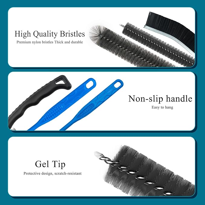 Dryer Vent Cleaner Kit and Grout Brush, Refrigerator Flexible Long-Handled Coil Cleaning kit - Air Conditioner Cleaning Brush Set - AC Washing Machine washbasin Brush for Household Maintenance