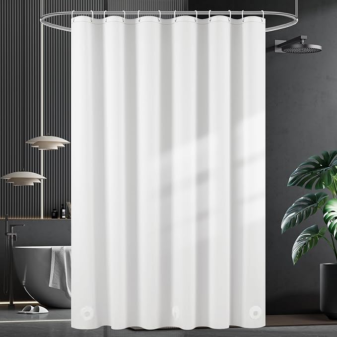UFRIDAY White Shower Curtain Liner Premium PEVA 72 x72 inch,Heavy Duty Shower Curtain with 3 Weighted Magnets, Plastic Waterproof Bath Curtains with 12 Hooks