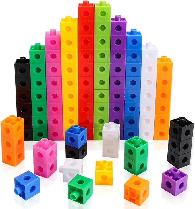 100 Pcs Math Linking Cubes - 10 Colors Connecting Counting Snap Blocks, Math Manipulatives for Early Math & Construction, Educational Toy for Preschool, Kindergarten, Homeschool