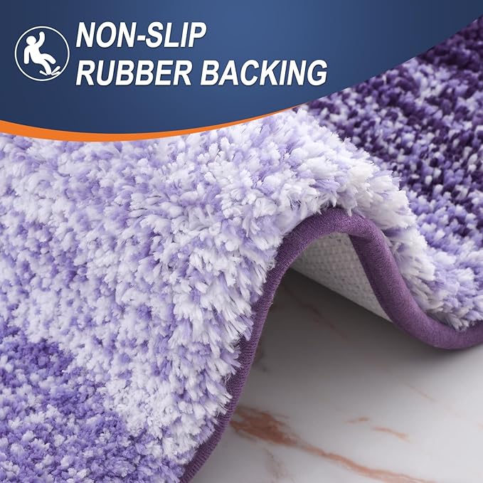 OLANLY Bathroom Runner Rugs 47x20, Extra Soft Absorbent Microfiber Bath Rugs, Rubber Backing, Quick Dry, Machine Washable Bath Mats for Bathroom Floor, Tub and Shower, Home Decor Accessories, Violet
