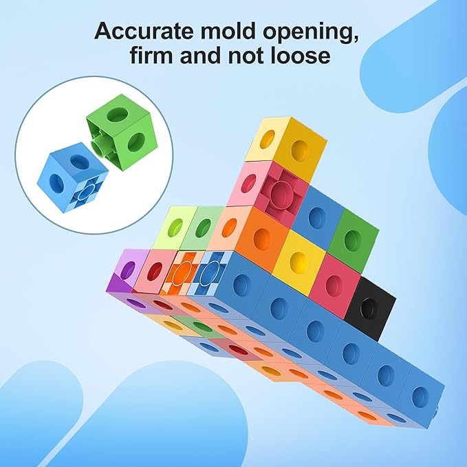 Math Linking Cubes with Box 301PCS, Preschool Math Manipulative, Kids Counting Blocks Play Set, Suitable for Learning Educational Supplies in Kindergarten. Great Gift for Boys & Girls (1)