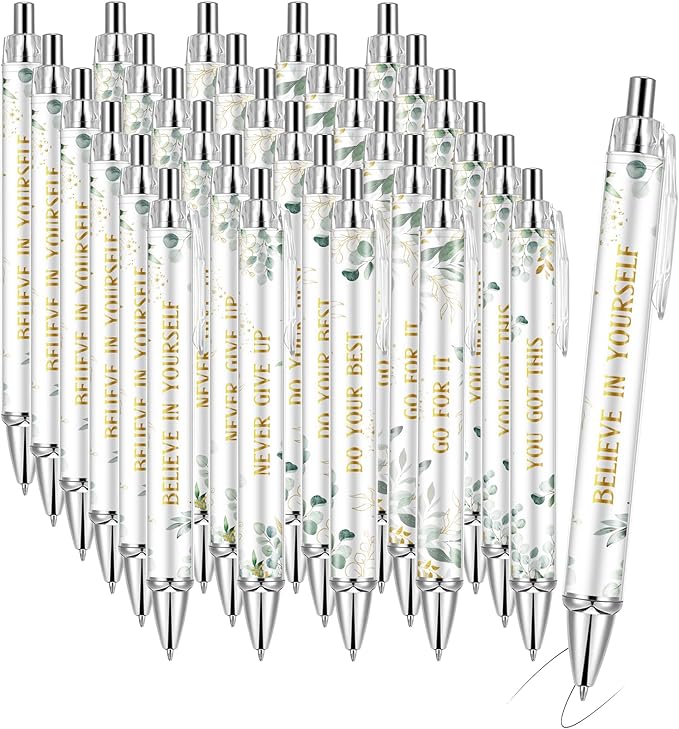 30PCS Christian Pens for Women Inspirational Quotes Bible Verse Ballpoint Pen Green Leave Pens Bulk Religious Ink Pens Employee Appreciation Gift Bulk for School Teacher Office Church Supplies