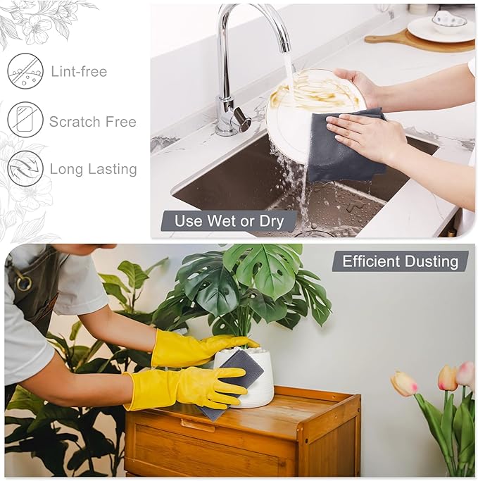 Homaxy Tear Away Dish Cloths Rolls, 40 Sheets-11.8" X 11.8", Reusable Washable Dish Towels for Kitchen, Ultra Absorbent and Quick Drying Microfiber Cleaning Rags, Grey