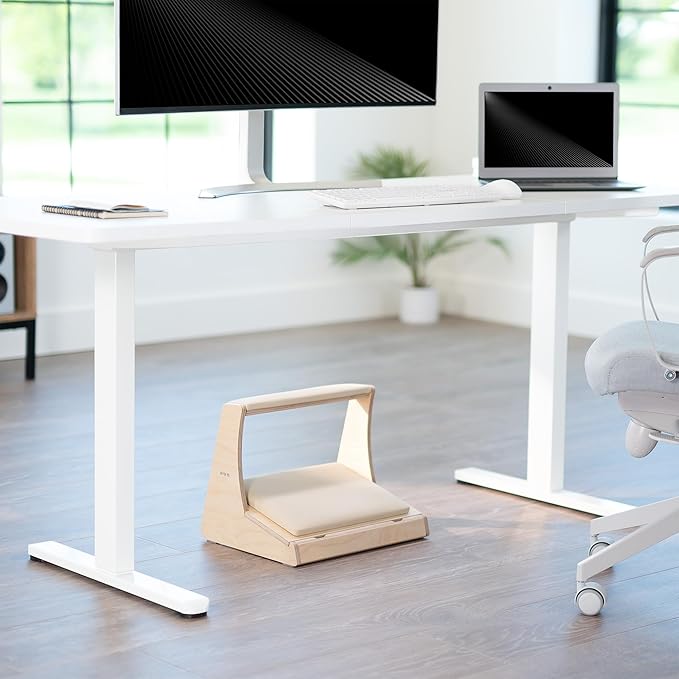 VIVO Under Desk Footrest with Hidden Storage Compartment for Shoes, Tilting Platform and Leg Rest with Thick Padding, Light Wood, STAND-FT03