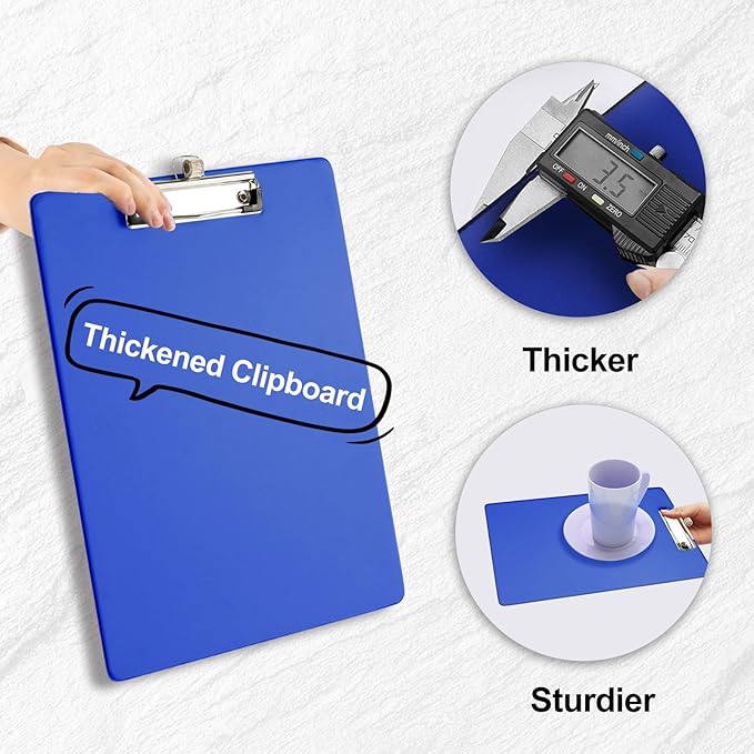 Clipboards with Pen Holder, Clip Boards Plastic Standard A4 Letter Size Holds 100 Sheets 8.5x11 Inch Papers 6 Pack Assorted Colors