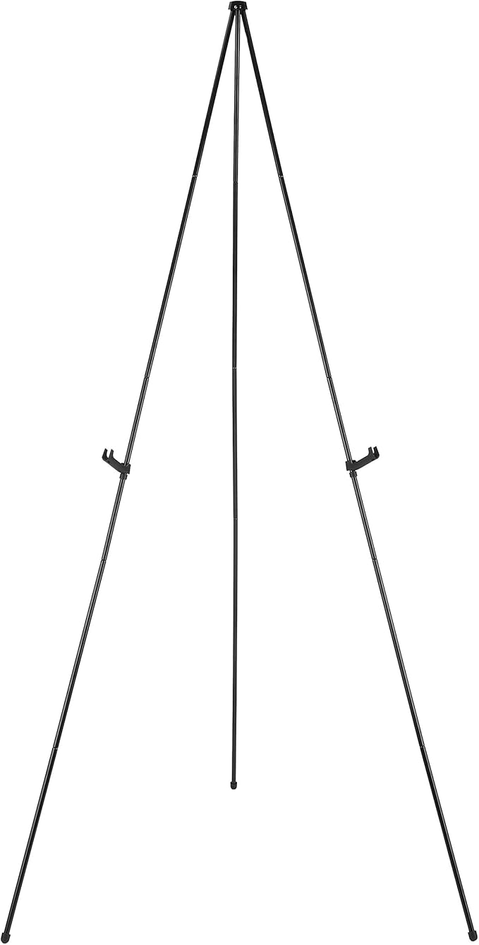 Amazon Basics Easel Display Stand, Instant Floor Poster, Lightweight, Collapsible and Portable with Tripod Base, Black Steel (supports 5 pounds)