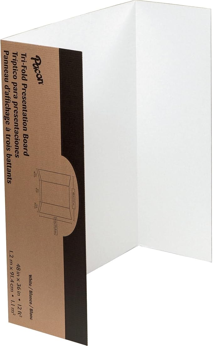 Pacon Tri-Fold Presentation Board, 40"X28", Pack of 8, White,