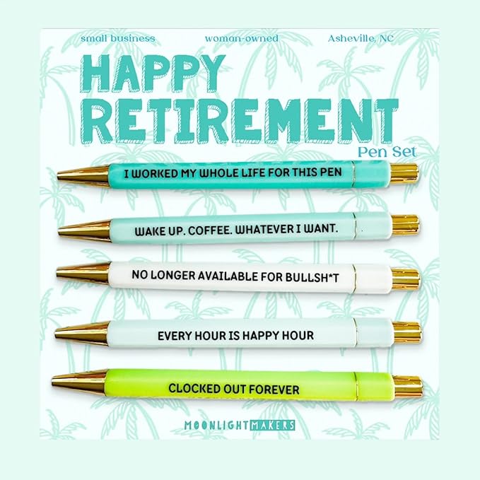 Moonlight Makers Funny Office Supplies Gift Set - Happy Retirement Pen Set, To Do Or Not To Do Notepad, This Bag Is Empty Zipper Pouch - Cute Stationery Sets for Women, Gifts for Friends & Coworkers