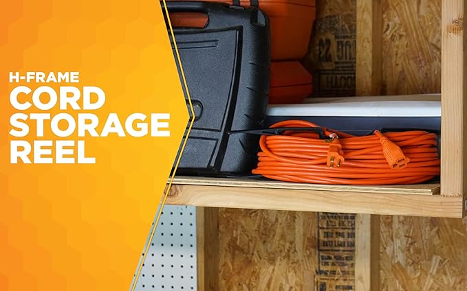 Woods Light Duty Extension Cord Wrap - Holds Up to 100 Feet of 16/3 Cord - Durable H-Frame-Cord Reel with Built-In Carrying Handle - Black,(Pack of 12)