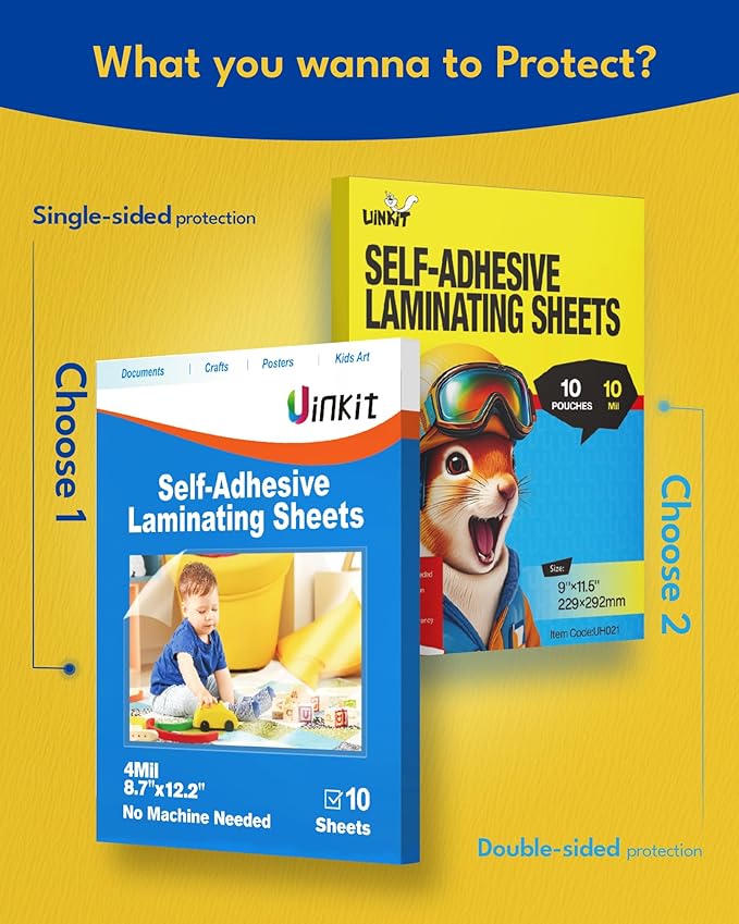 Uinkit 10mil Thicker Self Sealing Laminating Pouches Business Card Size, for 2.6x3.9" Cards, Ultimate for Restaurant IDs, School Badges, Event Credentials - No Laminator (110-Pack Bulk)