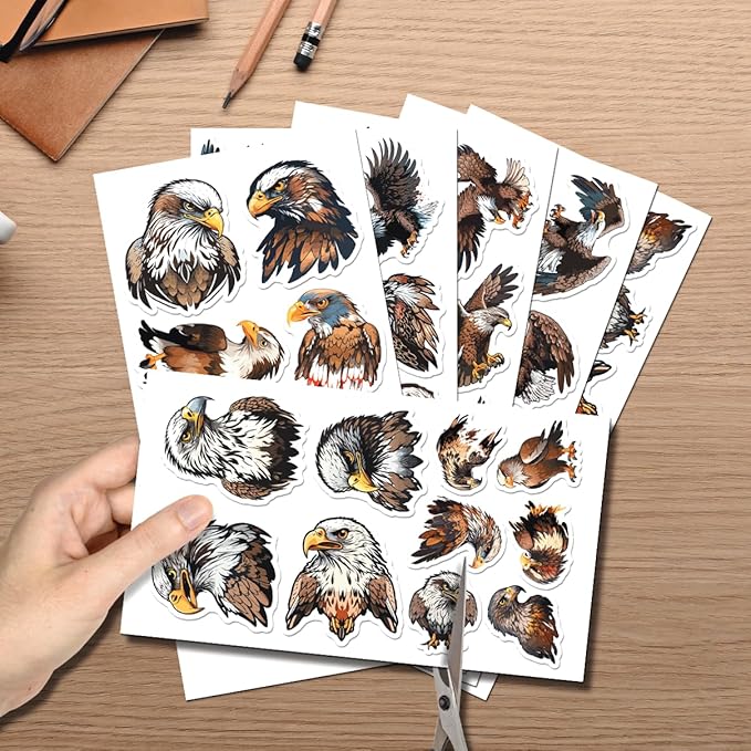Bald Eagle Vinyl Stickers Pack 50pcs for Laptop Water Bottle Phone Case Scrapbook Luggage DIY Crafts and Gifts Motorcycle Bike Kids Teens Adults Car Hat Bumper Bedroom