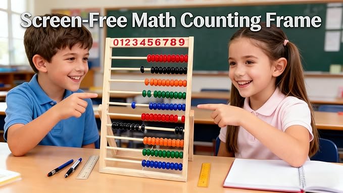 MAGIKON Wooden Counting Number Frame, 10 Rows Abacus for Kids Learning Math (11-1/2-Inch)