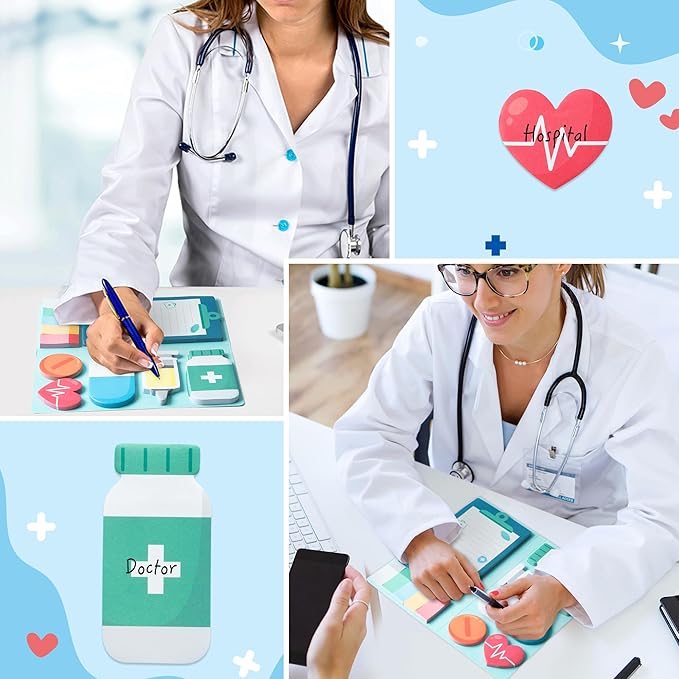 B1ykin Cute Sticky Notes Set - Being A Doctor is A Work of Heart Self-Stick Notes Pad, 550 Sheets Writing Memo Pages Sticky Notepad for Teacher Appreciation Gifts, School Office Supplies (Doctor)