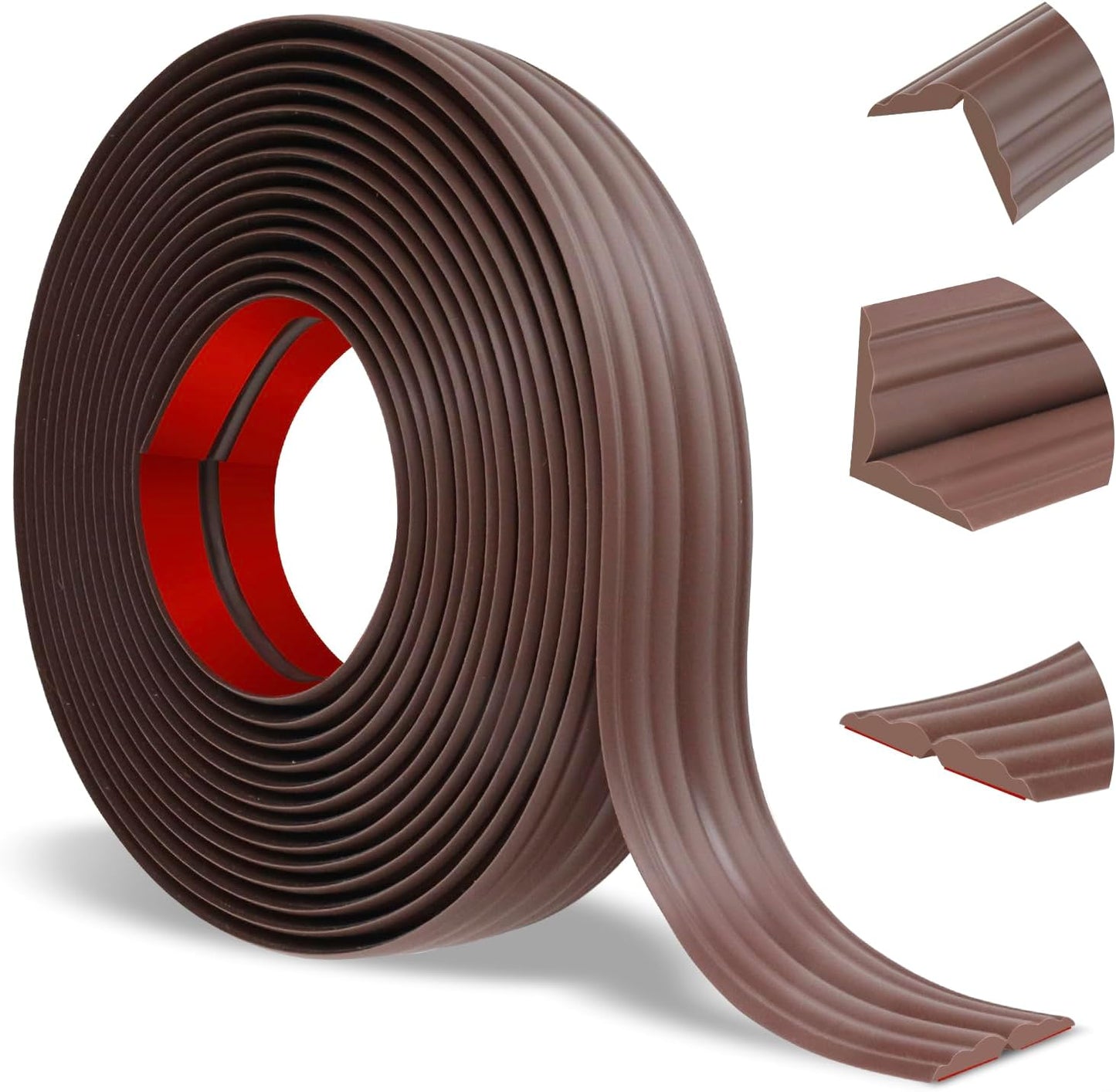 Wall Corner Protector Peel and Stick Corner Trim Molding Flexible Inside & Outside Wall Edge Guard Self Adhesive Moulding Trim for Edge Use, Brown, 1.6” W x 20’ L
