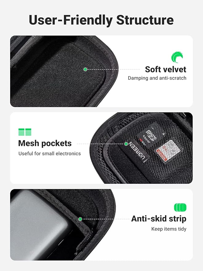 UGREEN Electronic Organizer Travel Case Pouch Bag Accessories Portable Waterproof Storage Bag Travel Essentials with Cable USB Flash Drive Charger External Battery Memory Card