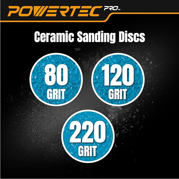 POWERTEC PRO 46100C-150 6 Inch 49 Holes Sanding Disc, 150PK, 50 Each of 80/120/220 Grit, Ceramic Hook and Loop Backing Discs for Festool Random Orbital Sanders - Automotive, Paint, Metal, Woodworking
