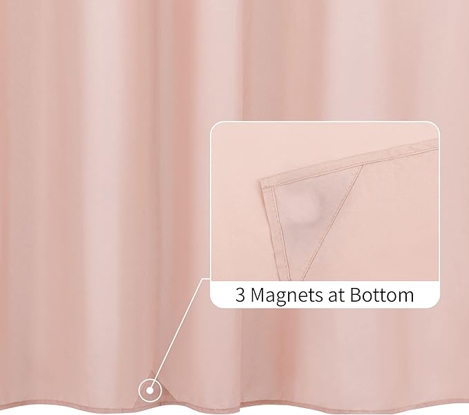 ALYVIA SPRING Pink Shower Curtain Liner Fabric with 3 Magnets - Waterproof Soft Hotel Quality Cloth Shower Curtain for Bathroom, Light-Weight & Machine Washable - Standard Size 72x72, Blush Pink