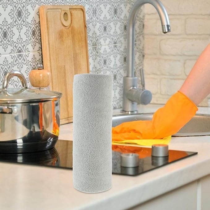 Microfiber Towel Roll 20 Sheets 25X25Cm Reusable Water Absorbing Cleaning Cloths Kitchen Dish Cloths for Household and Automotive Dusting