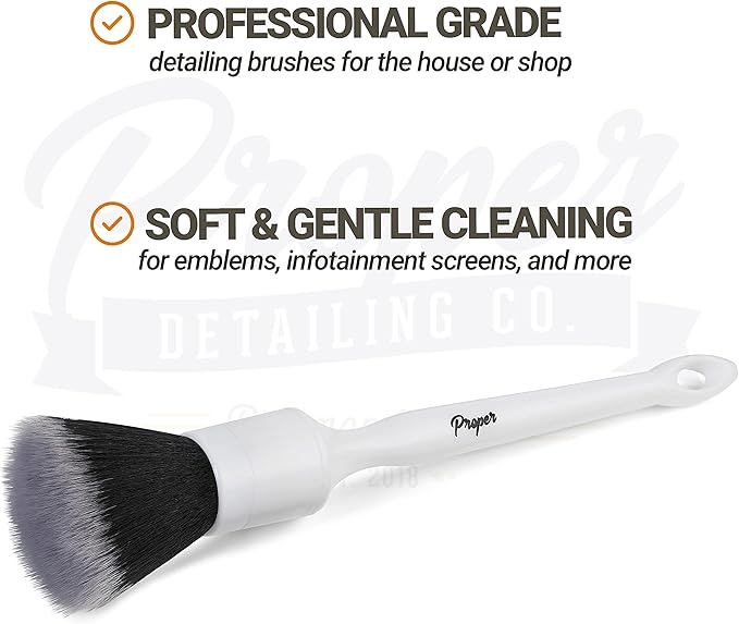 Car Detailing Brush Set, Premium Quality Ultra Soft Bristles, Clean Auto Interior (Leather Seats, Air Vents) or Exterior (Wheels, Paint, Emblems) Detail Brushes Car Detailing (2 Pack)