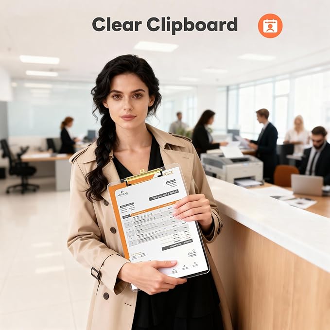 Clear Plastic Clipboard Set of 36, 12.5 x 9'' Letter Size for Classroom, Students, Teacher, Nurse, A4 Transparent 8.5 x 11'' Clip Board with Low Profile Golden Clip, Office & School Supplies
