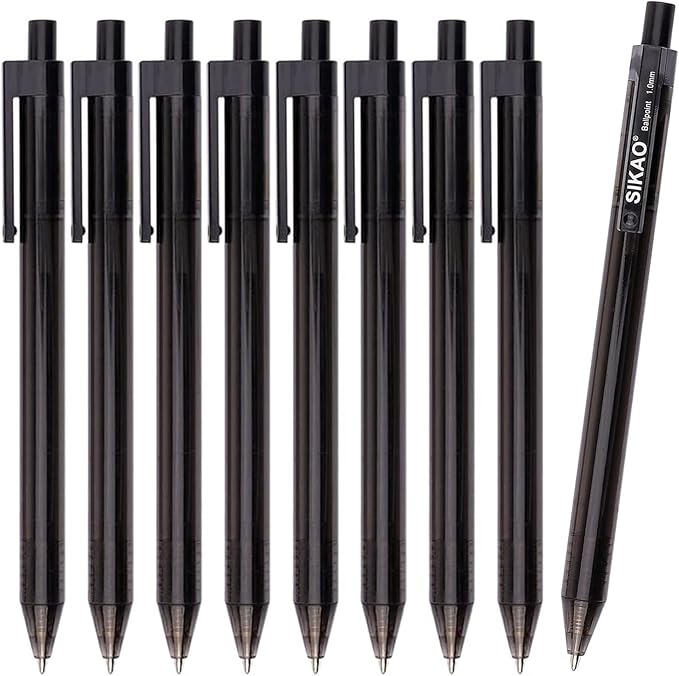 Black Pens Bulk, 60 Pack Retractable Ballpoint Pens, Black Ink 1.0mm Medium Point, Smooth Writing No-Smear, Click Pens for Teachers, Students, Restaurant Servers School & Office Supplies