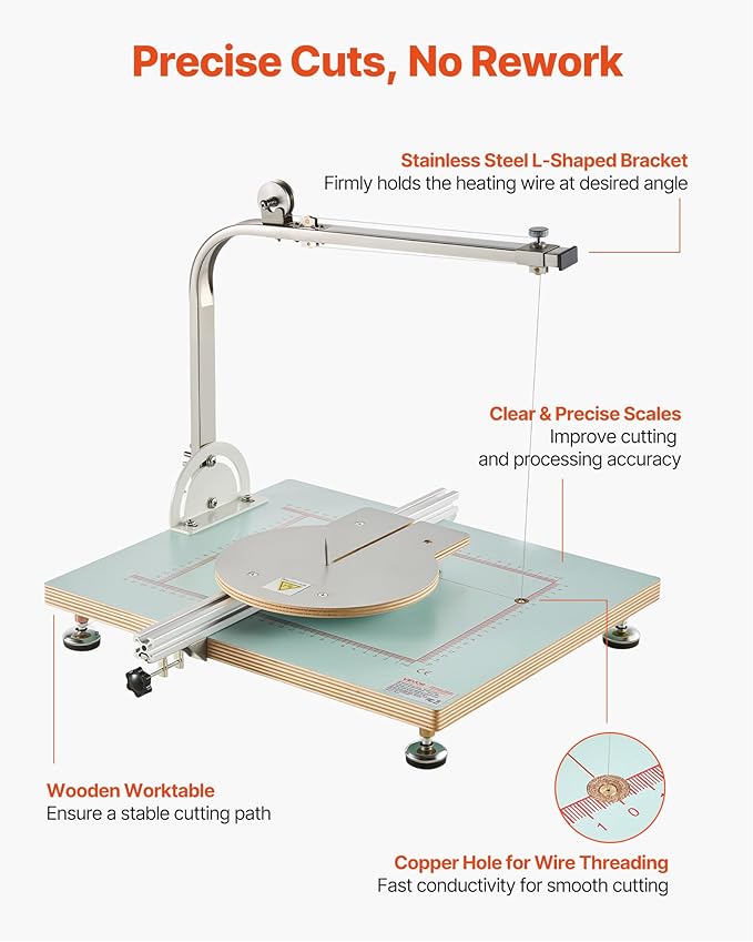 VEVOR Hot Wire Foam Cutter, 58W Electric Styrofoam Cutter with Variable Temperature Control, Portable Tabletop Cutting Tool with 10.24" Max. Cutting Thickness for Foam, KT Board, Low-Density Sponge