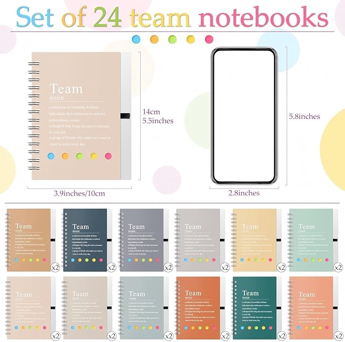Feifeiya 24 Pcs Employee Appreciation Gifts Bulk Team Recognition Notebooks with Sticky Notes Staff Thank You Gifts for Social Worker Teacher Nurse Coworker Office Motivation Set (Fresh Colors)