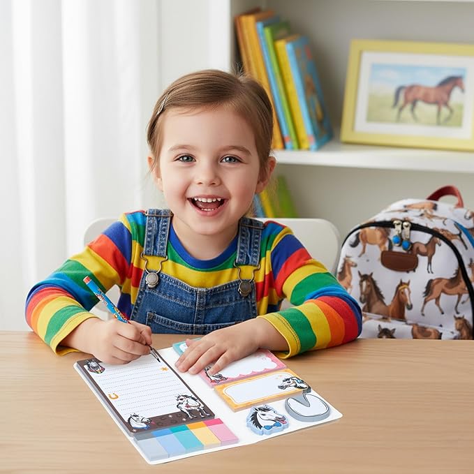 B1ykin Cute Sticky Notes Set - I Just Really Like Horse Self-Stick Notes Pad, 550 Sheets Writing Memo Pages Sticky Notepad for Teacher Appreciation Gift, School Office Party Favors Supplies (Horse)