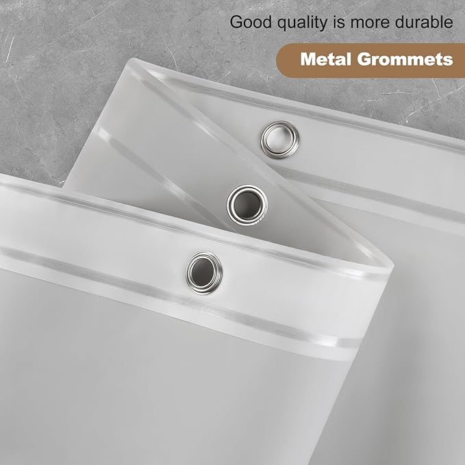 UFRIDAY Grey Shower Curtain Liner Premium PEVA 72 x72 inch,Heavy Duty Shower Curtain with 3 Weighted Magnets, Plastic Waterproof Grey Shower Curtains for Bathroom with 12 Hooks
