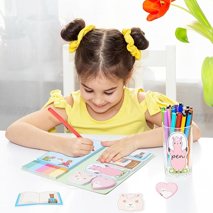 B1ykin Cute Sticky Notes Set - You Are Liamazing Self-Stick Notes Pad, 550 Sheets Writing Memo Pages Sticky Notepad for Teacher Appreciation Gifts, School Office Party Favors Supplies (Amazing Alpaca)