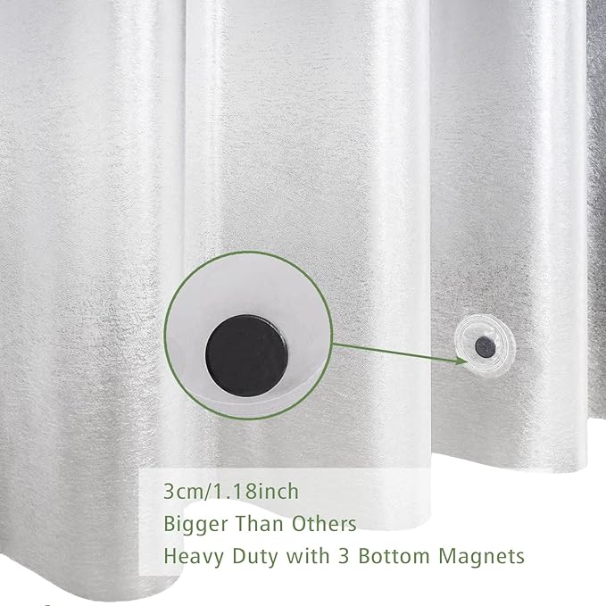 UFRIDAY Frosted Shower Stall Liner 36x72 Inch,EVA Plastic Waterproof Shower Curtain with 2 Magnets,Heavy Duty,Semi Transparent, 3D Frosted Shower Curtain Plastic Liner