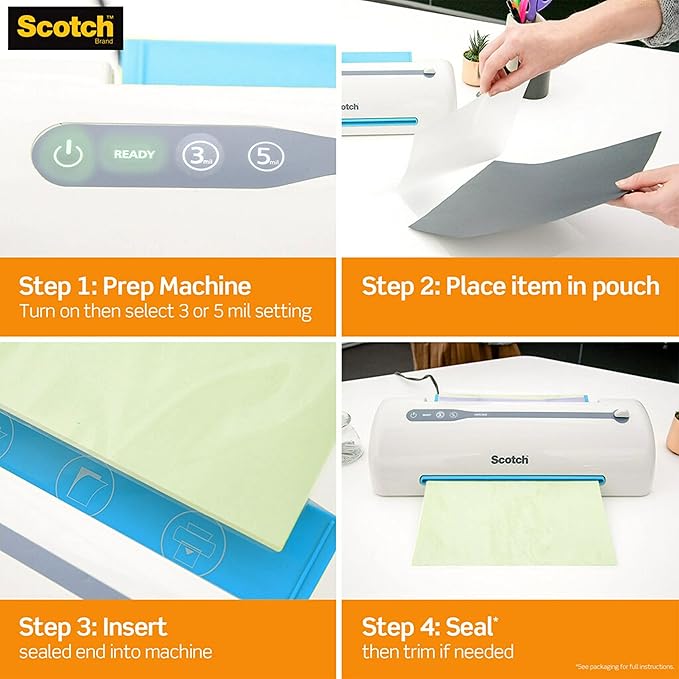 Scotch Thermal Laminating Pouches Premium Quality, 5 Mil Thick for Extra Protection, 100 Pack Photo Size Laminating Sheets, Our Most Durable Lamination Pouch, 5 x7 inches, Clear (TP5903-100)