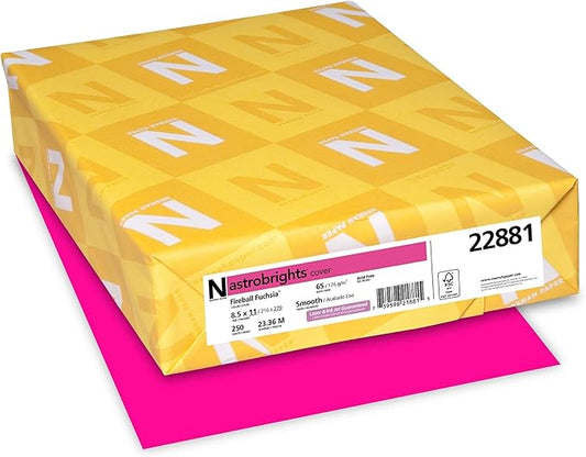 Astrobrights Color Cardstock, 65 lb Cover Weight, 8.5 x 11, Fireball Fuchsia, 250/Pack