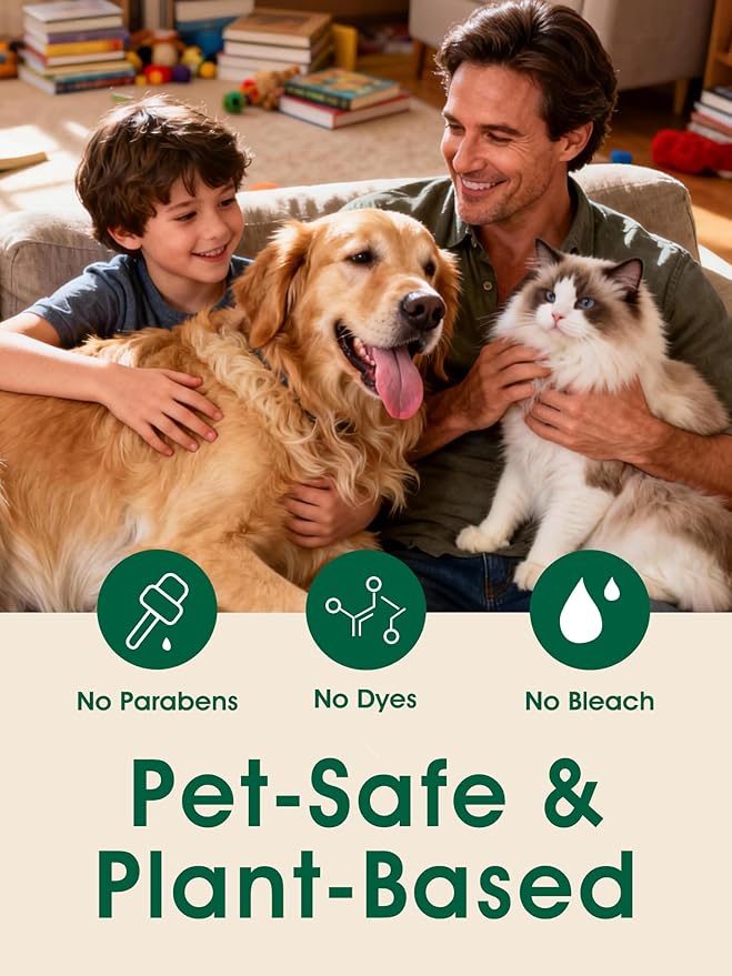 4-in-1 Pet Hair Repellent Spray, Pet Hair Dissolver & Odor Neutralize, Plant Based Enzymes, Safe for Pets, Clothes & Furniture, Refresh Pine Nut Scent, 6.76 fl oz, 2 Travel Pack