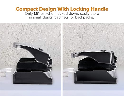 Bostitch Office 3 Hole Punch, Durable Metal,Rubber Base, 12 Sheets, Black