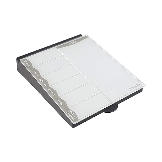 ECR4Kids MessageStor Dry-Erase Glass Board Memo Station, Desk Organizer, Grey