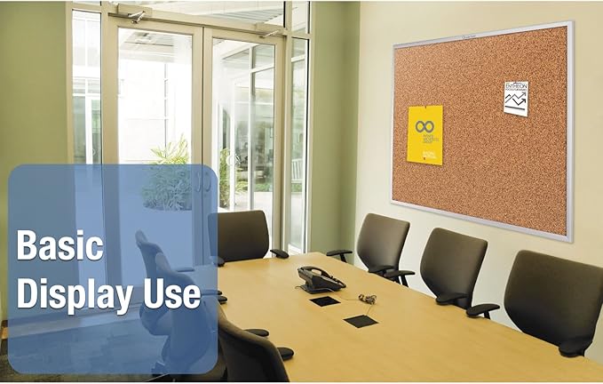 Quartet Cork Board, Bulletin Board, 4' x 3' Corkboard, Aluminum Frame (2304)